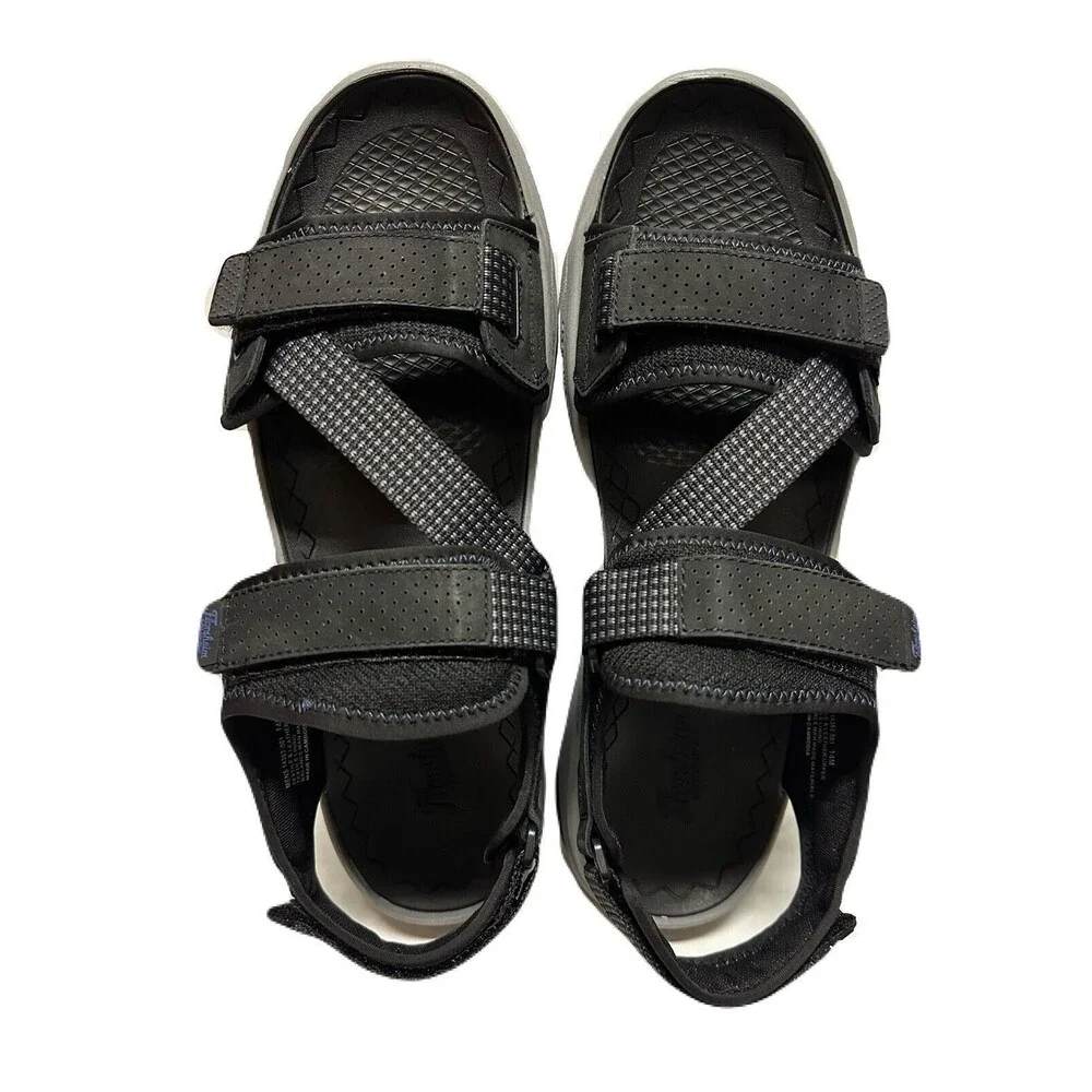 NEW Florsheim Mens Size 14 Tread Lite Black Leather Cushioned River Sport Sandal